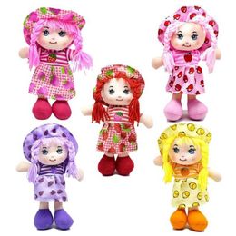Dolls Dolls 25cm Cartoon Kawaii Fruit Skirt Hat Shredded Cloth Doll Soft and Cute Cloth Filling Toy Baby Pretends to Play with Girls Birthday Gift S2452202 S2452203