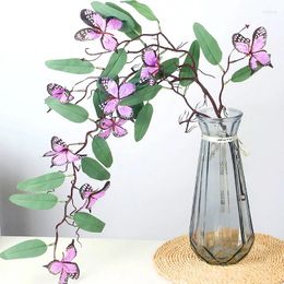 Decorative Flowers Artificial Eucalyptus Rattan Simulation Butterfly Vine Garland Leaf Silk Ivy Vase Flower Arrangement Home Wedding Party