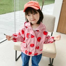 Jackets Baby Girl Coat Spring And Autumn Style Watermelon Red Jacket Korean Hooded Fashion