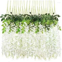 Decorative Flowers 12pcs Wisteria Vine Artificial Wholesale Trailing Fake String For Home Wedding Party Decor Silk