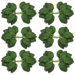 Decorative Flowers Artificial Leaves For Roses Decorations - 36 Silk Green Leaf With Realistic Vines Flexible Stems