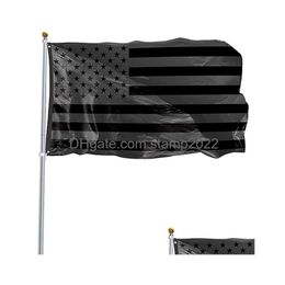 Banner Flags Stock 3X5Ft Black American Flag Polyester No Quarter Will Be Given Us Usa Historical Protection Double-Sided Indoor Out Dhcjh