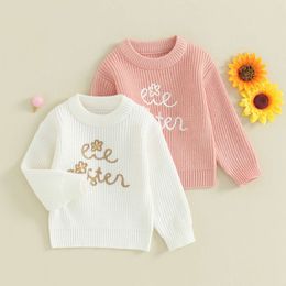 2023-09-09 Lioraitiin 0-4Y Kids Baby Girls Sweaters Letter Embroidery Knitted Loose Long Sleeve Sweater Jumpers Tops Clothes L2405