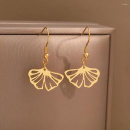 Dangle Earrings Stainless Steel Ginkgo Biloba Plant Pendants Light Luxury Fashion Ladies For Women Jewelry Wedding Gfit