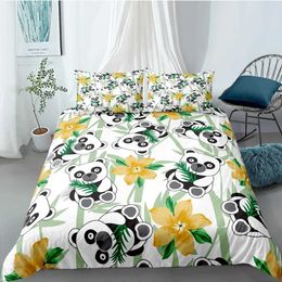 Bedding sets Cartoon Cute Panda Sets Child Kids Covers Boys Creative Bed Duvet Cover with case for Teens King Size Set H240521 D3C9
