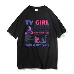 Men's T-Shirts TV Girl Who Really Cares Graphic Print T-shirts Men Women Fashion Vintage Oversized Tshirt Short Sleeve Male 100% Cotton T Shirt Q240521
