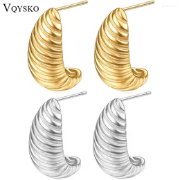 Stud Earrings VQYSKO Chunky Croissant Dome Hoops Huggie Minimalist Custom Handmade Jewellery Brands Wholesale Gift For Her