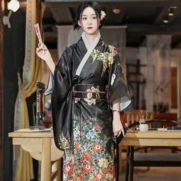 Ethnic Clothing 2024 Japanese Kimono Sauna Satin Bathrobe Pyjamas Traditional Cultural Cosplay Costume Halloween Costumes Poshooting