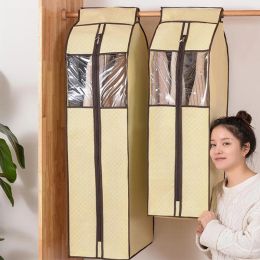 Non-woven Fabric Garment Bags for Storage Hanging Garment Rack Cover Organizer Hanging Clothes Cover for Suit Coats Jacket Dress