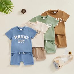 Clothing Sets 2Pcs Little Boys Outfit Toddlers Baby Summer Letter Print Short Sleeve T-Shirt Tops Elastic Waist Shorts