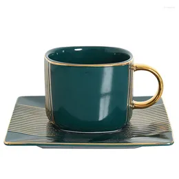 Mugs European Luxury Ceramic Coffee Office Tea Cup & Saucer Sets 220ml Retro Restaurant Cafe Mug Party Drinkware