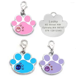 Dog Apparel Personalized Name Cute Foot Palm Print Tag Four Color Metal Anti Lost Pet Identity Information Hang Can Be Engraved