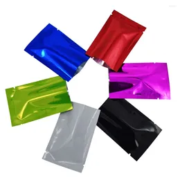 Gift Wrap 100Pcs Glossy Aluminium Mylar Foil Colourful Open Top Bag Tear Notch Disposable Heat Vacuum Seal Food Storage Packaging Pouches