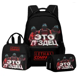 Backpack Harajuku Funny Lethal Company 3D Print 3pcs/Set Student School Bags Laptop Daypack Lunch Bag Pencil Case