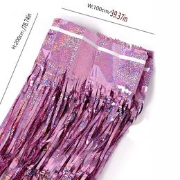 1pc Colourful Laser Rain Curtain Foil Fringe Sequin Birthday Party Background Wall Wedding Decoration