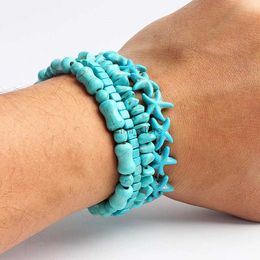 Charm Bracelets Bohemian turquoise bead bracelet female spiritual natural stone cylinder irregular weight loss bracelet therapeutic medical jewelryL24522