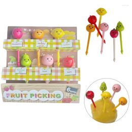 Forks 6Pcs Strawberry Peach Kids Fruit Picks Mini Creative Cake Dessert Lunch Box Decor Bento Accessories