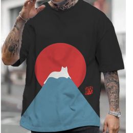 2024 Men T-Shirts Casual Short Sleeve Tops Japanese Style Ukiyoe Graphic Clothing Oversized Summer Apparel Street Male T-Shirts