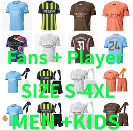 2024 2025 MANCHESTE Man City HAALAND ALVAREZ soccer jerseys 24 25 DE BRUYNE MANS CITIES GREALISH BERNARDO MAHREZ foden football shirt men kids kit Player version