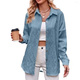 Women's Blouses Spring Autumn Leisure Fashion Bubble Grid Women Long Sleeved Shirt Simple Flip Collar Female Top