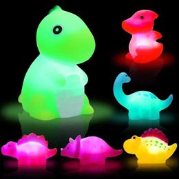 Bath Toys 1/6 Baby Cute Animal Shower Toy Swimming Water Game LED Light Toy Set Floating Induce Glowing Dinosaur Childrens Fun Gift d240522