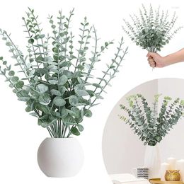 Decorative Flowers 6/12/18 Pcs Artificial Eucalyptus Leaves Green Fake Plant Branches For Wedding Party Outdoor Home Garden Table Decoration