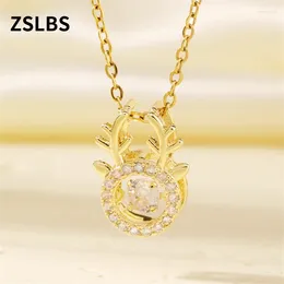Pendant Necklaces ZSLBS 1 Exquisite And Fashionable Japanese Korean Fresh Dynamic Deer Horn Set With Zircon Necklace Jewelry