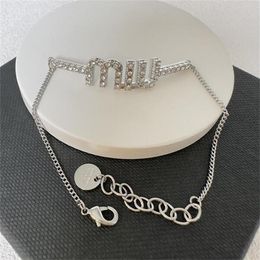 Miss miu miao necklace light luxury fashion versatile advanced sense female letter neck with leather clavicle chain punk style