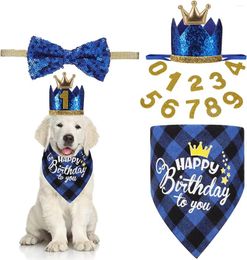 Dog Apparel Pet Birthday Saliva Towel Neck Scarf Triangle Bow Tie Crown Hat Quartet Party Venue Layout Accessories