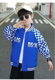 Jackets Boys Jacket Coat 2024 Spring And Autumn Youth Children's Baseball Clothes Boy Stitching Casual Printed Letter Top Cardigan