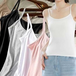 Women's Tanks Camis Versatile sexy vest womens cut top sleeveless shirt Bralette top solid Colour shoulder strap tight vest weight loss tank underwear d240521