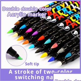 Watercolor Brush Pens 60/36 Colors Sketching Markers Set Dual Acrylic Paint For Calligraphy Lettering Rock Glass Canvas Metal Ceramic Otxzk