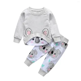 Clothing Sets Toddler Kids Baby Girls Spring Autumn Clothes Set Cotton Cute Pattern Sweatshirt Top Long Pants Children Outfit For 1 To 4