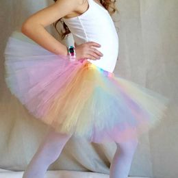 Skirts Girls Pastel Tutu Skirts Kids Ballet Dance Tulle Pettiskirt Underskirt Tutus Children Birthday Party Banquet Costume Skirt Cloth Y240522