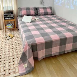 Bedding sets Washed Cotton Flat Bed Sheet for Adults and Children Simple Style Single Double Couple 1 Pc H240521 QHX9