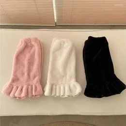 Women Socks 1 Pair Autumn Winter Retro Plush Cover Simplicity Solid Color Fashionable All-Match Cute Warm Leg Covers
