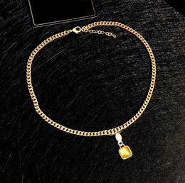 Luxury Designer Necklaces Yellow Crystal Pendant Necklace Party gifts High Quality L313770399