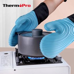 ThermoPro GL01 Silicone Heat Resistant Oven Gloves Waterproof Microwave Oven Mitts Kitchen Cooking Baking Barbecue Gloves 240522