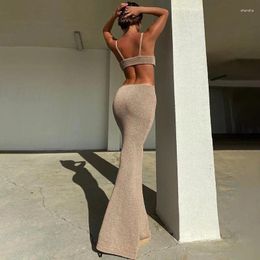 Casual Dresses Summer Dress Women Sleeveless Pullover Knitting Sexy Backless Strapless Fashion Party Night Elegant Female