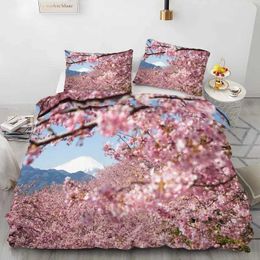 Bedding sets Japanese Duvet Cover Set Sakura Tree Flowers Cherry Blossoms Spring Theme Art Decor 3 Piece with 2 Shams H240521 C6ET