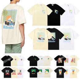 Designer Rhude Men T-shirt Round Summer Tshirts Casual Fashion Tees Short Sleeve High Quality Hip Hop Loose Size S-xlrebr