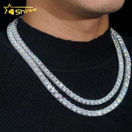 Fine Jewelry Sterling Sier S 5Mm 6.5Mm Vvs Diamond Necklace Hip Hop Side Iced Moissanite Tennis Chain