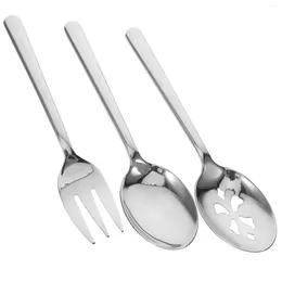 Flatware Sets Serving Utensils Colander Fork Set Tableware Kit Party Treat Metal Kitchen Tools Cutlery Stainless Steel Spoon Restaurant