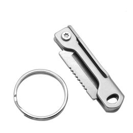 Convenient Sharp Keychain Hanging Pocket Box Opening Stainless Steel Square Head Mini Folding Knife D3095c