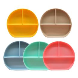 Baby silicone split dinner plate smiley face baby silicone tableware maternal and baby products children's suction cup silicone ta Rmts