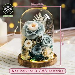 Decorative Objects Figurines Roses preserved in the glass dome eternal natural flowers love wedding gifts Valentines Day bears H240521 ZJCU