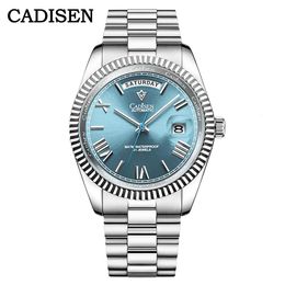 CADISEN C8185 ICE-BLUE Dial Sapphire Glass Watches Men Japan MIYOTA-8285 Movt Mens Watch Mechanical Automatic Diver Watch Clock 240522