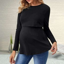 Women Maternity T-shirt Summer Fall Long Sleeve Nursing Top Breastfeeding Shirts Pregnancy Clothes Female body y2k tops L2405