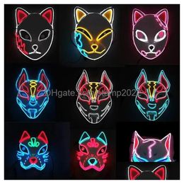 Other Event Party Supplies Demon Slayer Glowing El Wire Kimetsu No Yaiba Characters Cosplay Costume Accessories Japanese Fox Hallo Dh5Vk