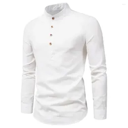 Men's Casual Shirts Men Business Shirt Anti-wrinkle Stand Collar Slim Formal Autumn Top Work Office Classic Male Long Sleeve Fit Camisas